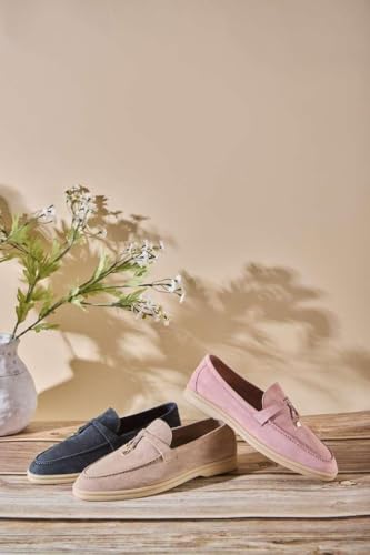 Image of Women's Summer Stroll Charms Premium Designer Suede Leather Loafers Shoes