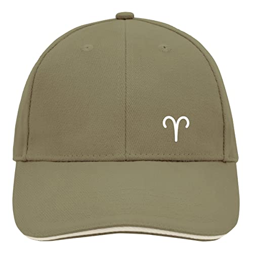 huuraa Casquette Casquette Bélier Signe du zodiaque Unisexe Taille avec signe du zodiaque Symbole Cadeau Idée pour les amis et la famille, Olive/beige., taille unique
