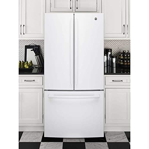 Image of GE GNE25JGKWW 24.7 cu ft French Door Refrigerator - Internal Water Dispenser & Icemaker, LED Lighting, White