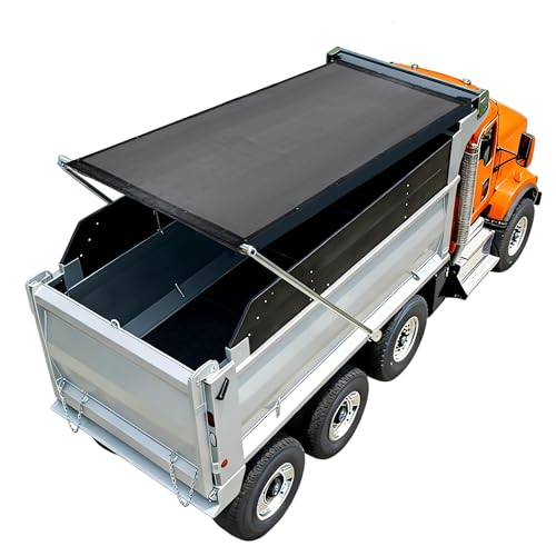RODENET Dump Truck Mesh Tarp 7x16 Durable Dump Trailer Tarp Opening Shade Truck Bed Cover with Grommets Heavy Duty Black Cover with 2 Pockets for Easy Installation