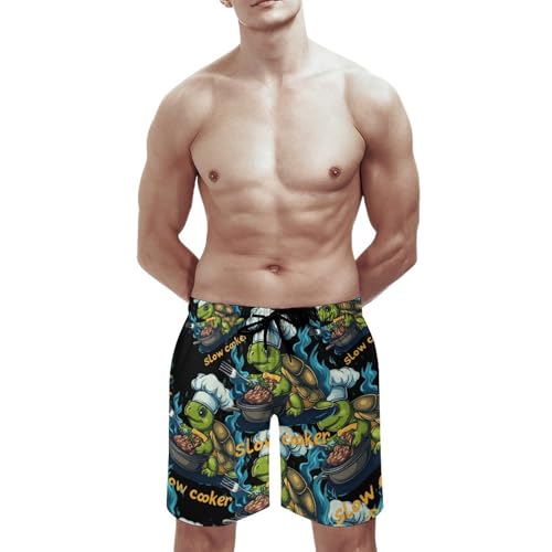 Slow Cooker Turtle Chef Men's Swim Trunks Board Shorts Beachshorts Swimsuits with Pockets Mesh Liner3