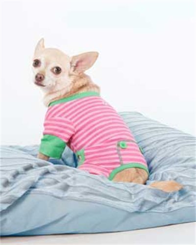 Fashion Pet Pink and Green STRIPED PJ'S, Medium