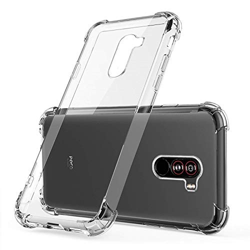 Image of FITSMART Silicone Ultra Clear Slim Shockproof Anti-Slip Grip Soft Back Cover Case with Camera Protection For Xiaomi Poco F1 (Bumper Transparent)
