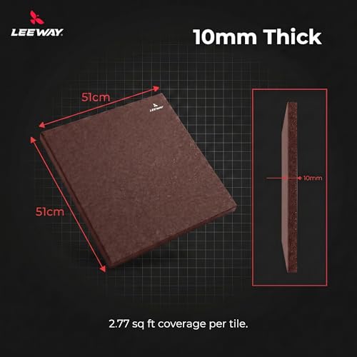 Image of Leeway Gym Mats for Floor | SBR (Set of 8, 10mm, 20 inchx20 inch) TerraCotta | Gym Floor Mat Rubber for Heavy Workout | Equipment Matt for Home Exercise | | Yoga Rubber Tiles, Kids Rooms Heavy Duty Flooring Sheet