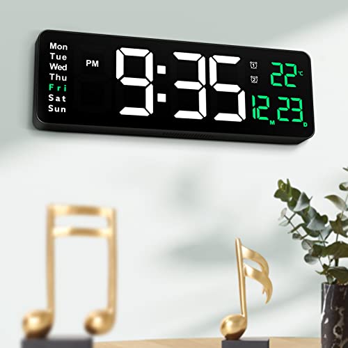 Horloge murale numérique 40 cm LED télécommandée à intensité variable pour maison - 2