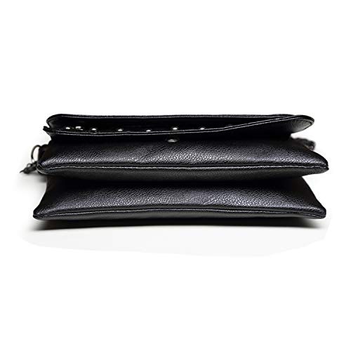 Freie Liebe Women Classic Black Skull Cross Body Bag Vintage Clutch Purse Shoulder Bag3