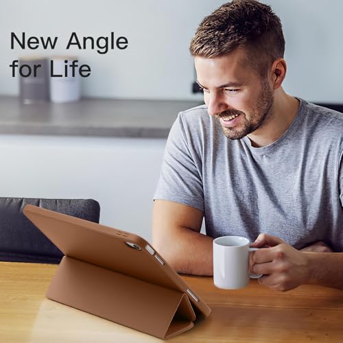 Image of Akkerds Compatible with iPad (A16) 11th Generation Case 11 Inch 2025, for iPad 10th Generation Case 10.9 Inch 2022 with Pencil Holder, Slim Trifold Stand Protective Cover with Soft TPU Back, Brown