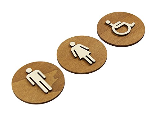 Targhetta per WC, in legno di noce, di colore