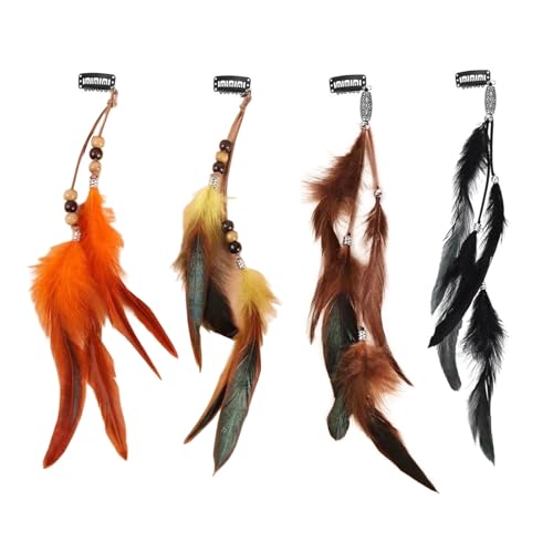 Hinapan Juego de 4 horquillas para el pelo con plumas, accesorios para el pelo de colores para carnaval, Halloween, festivales, bodas, cosplay
