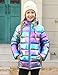 Lovekider Metallic Pink Puffer Jacket for Girls Size 8 9 Down-alternative Coat with Pockets Packable Warm Hooded Outerwear Fashion Holographic Jacket for Kids School Sports