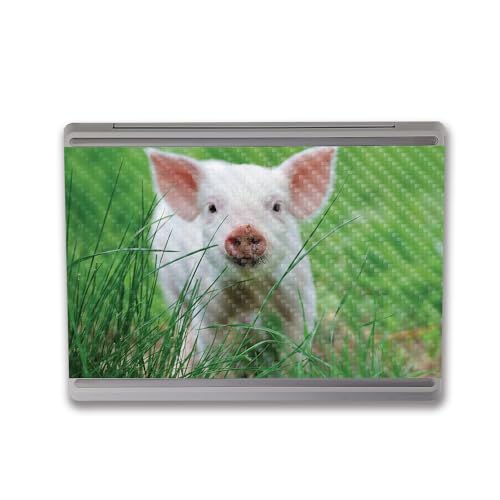 Image of MightySkins Carbon Fiber Skin Compatible with Microsoft Surface Laptop Go 3 (2023) Full Wrap Kit - Piglet | Protective, Durable Textured Carbon Fiber Finish | Made in The USA