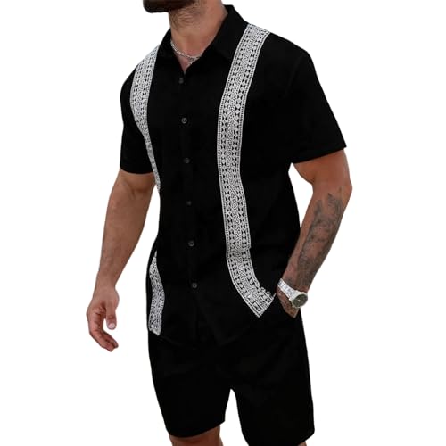 Chemise homme manche courte américaine découpée au design bloc couleur graphique