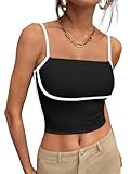 Trendy Queen Tube Tops for Women Tank Tops Going Out Camisole Tops 2024 Tube Tops Spaghetti Strap Cute Basic Tops Crop Tops Y2k Clothes for Teen Girls Summer Tops Black, Large
