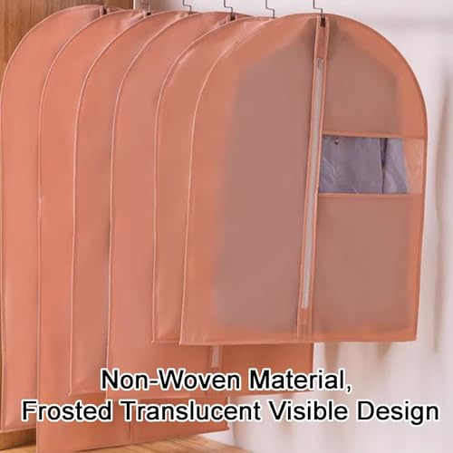 Breathable Hanging Garment Bag with Zipper - Non-Woven Suit Bags for Dresses, Coats & Suits - Pink 55.1in/140cm - Perfect Travel & Storage Solution 6