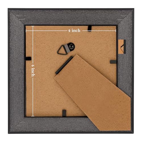 Image of eletecpro 4x4 Vintage Picture Frame, Glass Cover, Gold, 2-Pack | Display Photo 4x4, Tabletop Decor