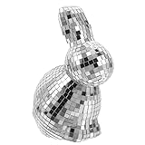 Charme lapin : transformez instantanément vos espaces de fête avec une statue de lapin disco. cette statue de lapin miroir deviendra une pièce maîtresse captivante pour vos décorations de soirée disco, votre décoration de jardin ou toute autre décoration de lapin