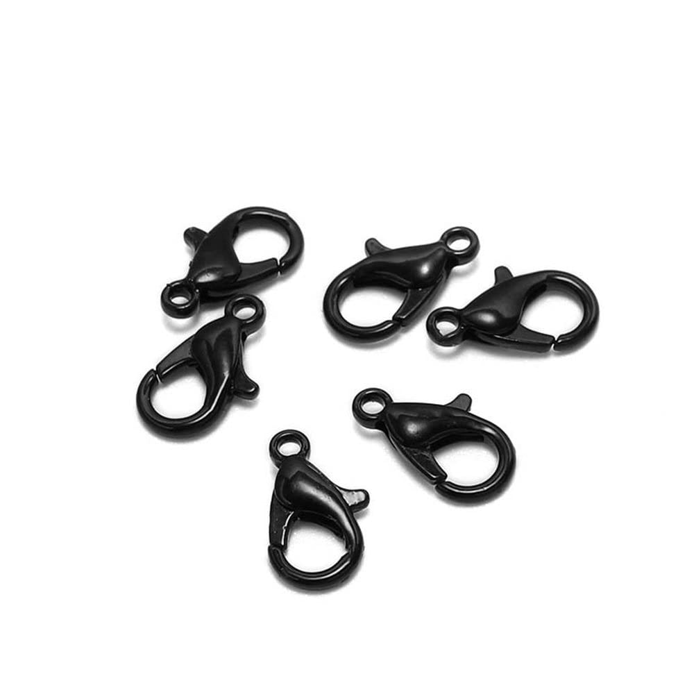 GIVBRO 50pcs Lobster Claw Clasps for DIY Craft Accessories Keychain Bracelet Jewelry Making Black, 12mm