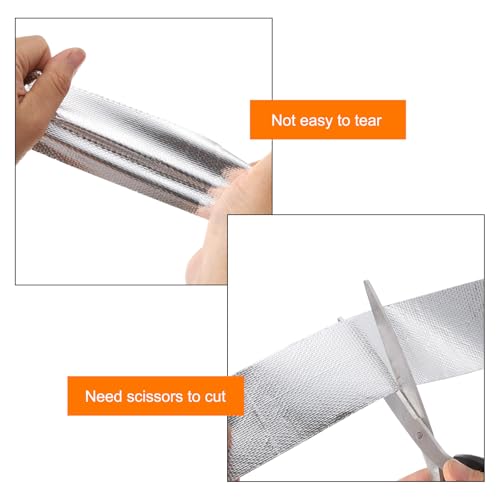 Image of HARFINGTON 5pcs Heat Shield Tape 2.17 inch x 65.6 Ft Waterproof Sunscreen Sound Insulation High-Temperature Resistance Silver Aluminum Tape Thickness for Automotive Repairs