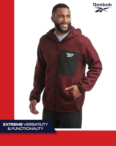 Image of Reebok Men's Sweater Jacket - Fleece Lined Weather Resistant Insulated Outerwear - Cozy Sweater Jackets for Men (Sizes:M-XXL)