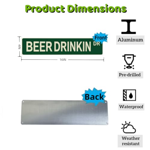 Beer Drinkin Aluminum Sign 16x4, Funny Bar Wall Decor For Man Cave - image 2