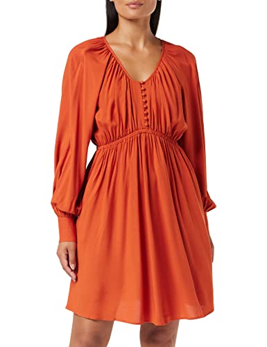 Scotch & Soda Damen Gerafftes ECOVERO-Mischung Kleid, Rust, L