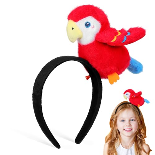 Serre-tête perroquet drôle avec arceau flexible et peluche légère