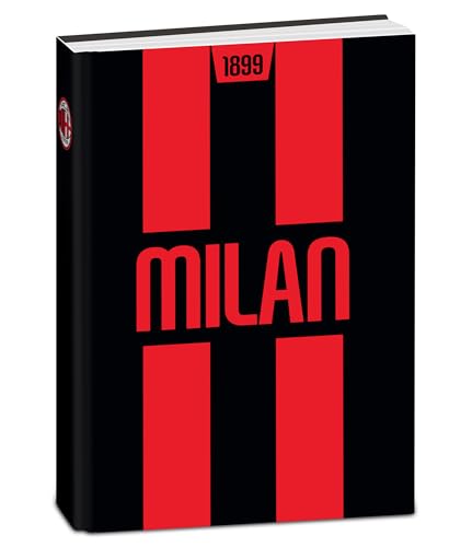 Seven Diario Scuola Milan Standard 12 Mesi, Rosso Nero, Copertina Strisce, Prodotto Ufficiale, Accessori Zaino, Ragazzo