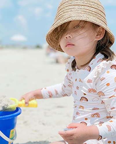 Homille Girls Long Sleeve One Piece Swimsuit Ruffle Rainbow High Neck Bathing Suits Zipper Swimwear Rash Guard 8-9 Years #TOP4