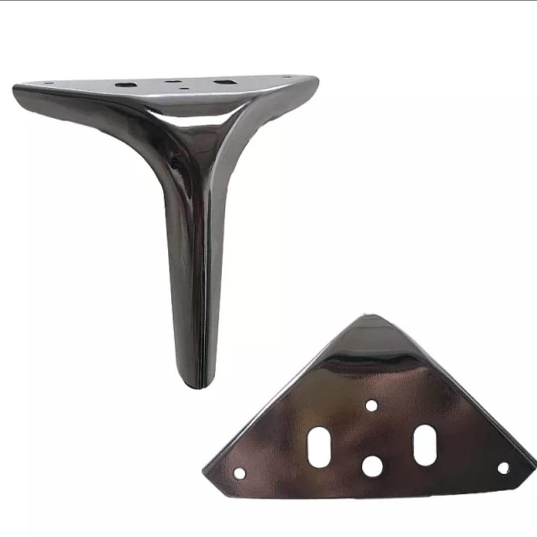 Fascination Sofa Leg Glossy Finish Heavy Model Russian Fame Shape Furniture Leg Set of 4, 4.5 Inches Weight Capacity 400KG Screw Included,Chrome Black