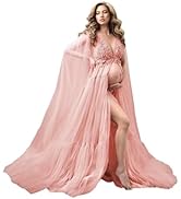 FEBUBETT Women's Tulle Maternity for Photoshoot Applique Puffy Ruffles Bridal Lingerie Bathgown W...