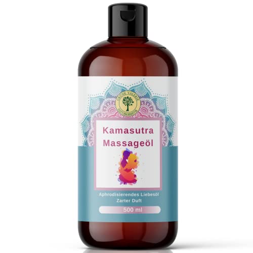 Kamasutra Massageöl 500 ML XXL | mit zarter Mandel & Vanille | Liebesöl/Gleitöl | Grüne Valerie | Stimuliert und erregt | für die besonderen leidenschaftlichen Stunden zu zweit | Relax |Made in Italy Cover