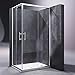 Produktbild SONNI Duschkabine/Duschabtrennung 100x70x185cm Eckeinstieg mit Duschwanne Doppel Schiebetür Echtglas