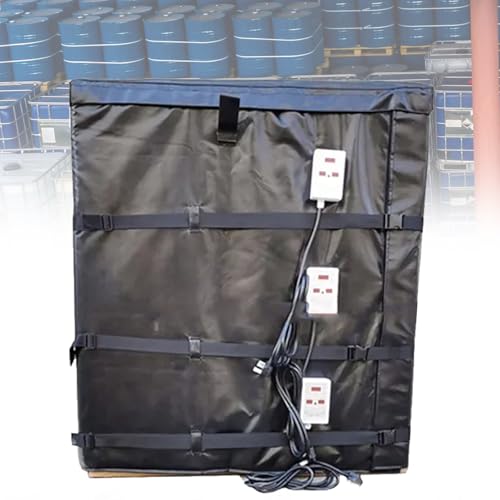 VNATWGOO Manta Calefactora para Barril IBC De 1000 L, Calentador para BidóN De Aceite De 200 L, con Controlador De Temperatura, Equipo De Calentamiento De Barriles A Prueba De Agua,1000L-Black