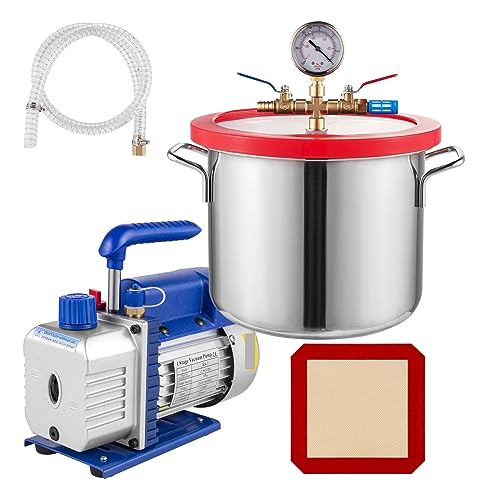 Kit de Bombeo de Vacío 1.5 Galón 2.5 CFM, Bomba de Paleta Monoejecutora para Desgasificación de Cámara, para Aire Acondicionado de Automóvil y Refrigerador miniatura 1