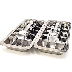 Drieklank Set van 2 robuuste ijsblokjesvorm ijsblokjeshouder hoogwaardig gepolijst roestvrij staal met hendel duurzaam…