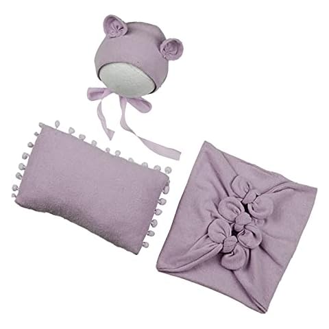 SOONHUA 3-teiliges Baby-Fotoshooting-Requisiten-Set für Neugeborenen-Outfits, Baby-Wickel, weicher Stoff Cover