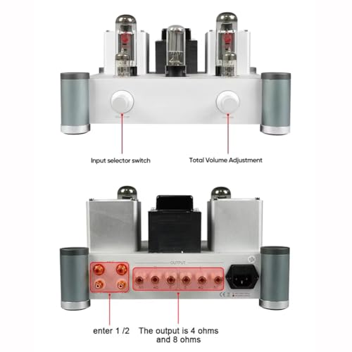 Amplificatore valvolare Audio, Amplificatore valvolare Stereo HiFi Single-Ended, Potenza audiofila 10W*2, Involucro Interamente in Lega di Alluminio per Altoparlanti Audio e da Esterno