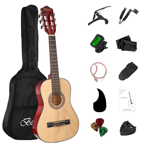 BESYOU 30' Wood Acoustic Guitar with Case,guitar book and Accessories for Kids/Girls/Boys/Beginners (Natural)