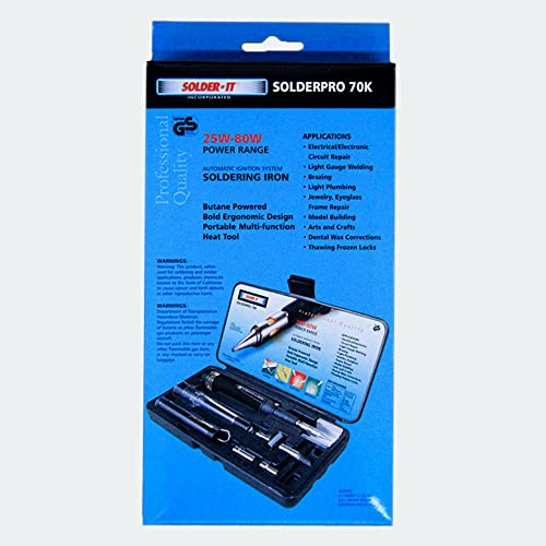 Solder-It SolderPro-70 Soldering Iron Kit (PRO-70K) | With Tips and Case | 410F - 850F Butane Torch Lighter | Cordless and Portable Soldering Gun | Home Improvement Tools and Soldering Kit Essential
