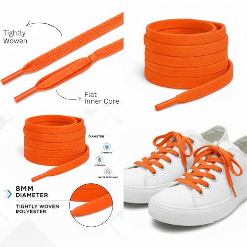 Image of Heavy Duty Flat Shoe Laces for Men & Women | Comfortable, Strong Grip & Stylish Sneaker Laces