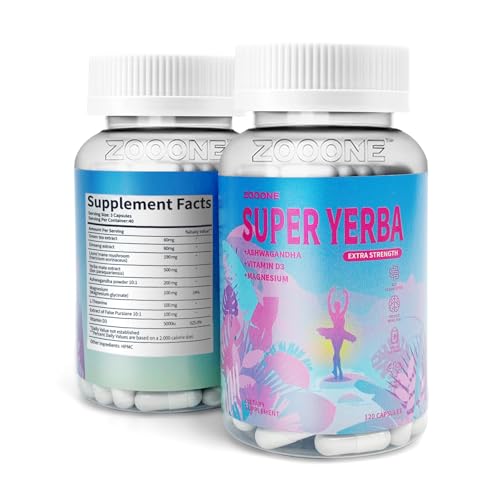 Zooone Super Yerba Mate Capsules-Yerba Brain Formula with Lions Mane-Gut Health Focus Memory Energy Supplement Yerba Mate Tea Alternative with Natural Caffeine-120 Capsules