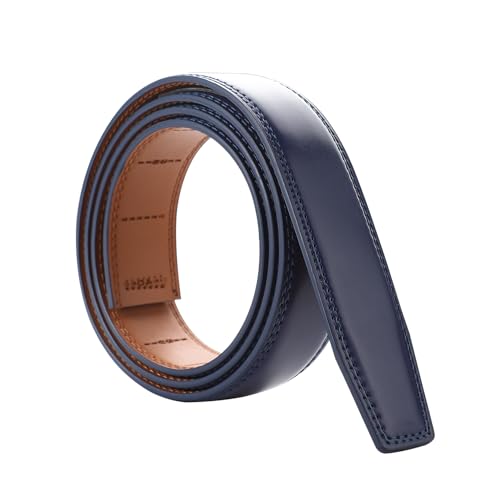 Men's Adjustable Leather Belt Strap & Zinc Alloy Automatic Ratchet Buckle, Customizable for Business Casual & Formal Wear2
