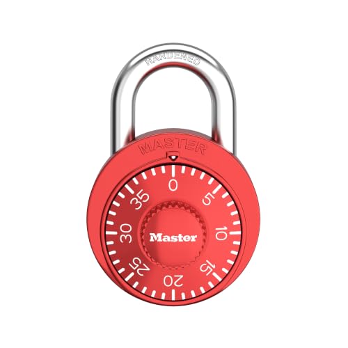 Master Lock Locker Lock, Combination Padlock for Gym and School Locker, Red, 1 Pack, 1530REDEC