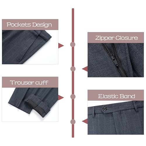 Mens Suit 4 Pieces Tuxedo Blazer Slim Fit Peaked Lapel Striped Double Breasted Pants Shirt Tie Wedding Prom Business4