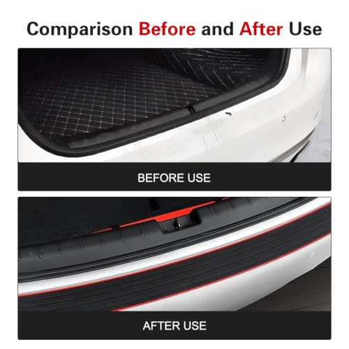 Image of Car Rear Bumper Protector, 41inch x3.5inch Rear Bumper Protector, Car Rear Bumper Edge Guards, Trunk Anti-Collision Sticker, Rubber Anti-Scratch Automotive Exterior Accessories (Red)