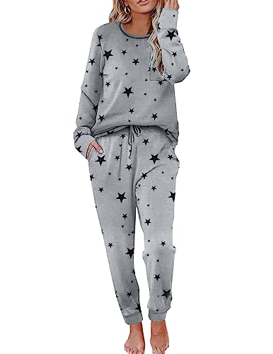 Ekouaer Women's Star Print Two Piece Lounge Set #TOP18