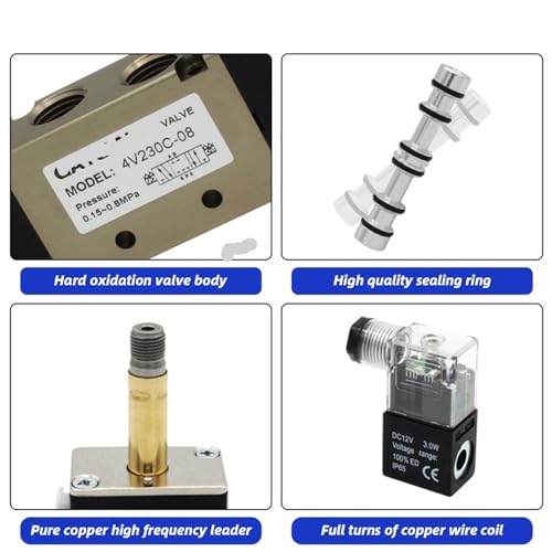 Distributeur pneumatique 6,35 mm pour commande de vérin AC220V - 5