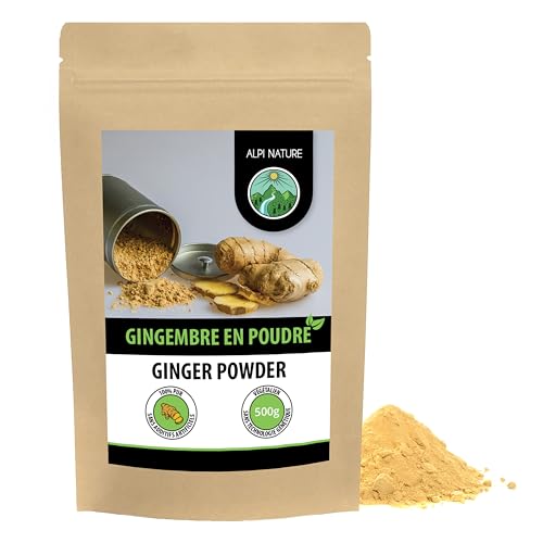 Alpi Nature Gingembre en Poudre 500g, Racine de Gingembre Séchée et Moulue pour la Cuisine