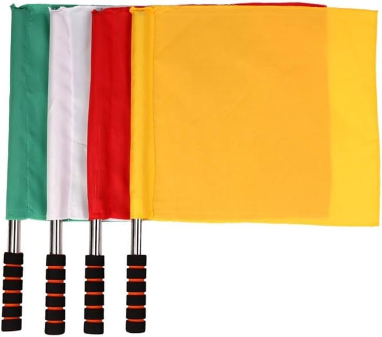 Soccer Referee Flags, Football Linesman Equipment with Stainless Steel Pole, Nylon Assistant Referee Flags, Lightweight Sports, Red Yellow(Yellow)