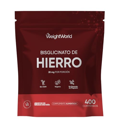 Hierro Suplemento 28mg - 400 Comprimidos - En Forma de Bisglicinato para Más de 6 Meses - Contribuye a la Formación Normal de Glóbulos Rojos y Hemoglobina (EFSA) - Apto para Veganos